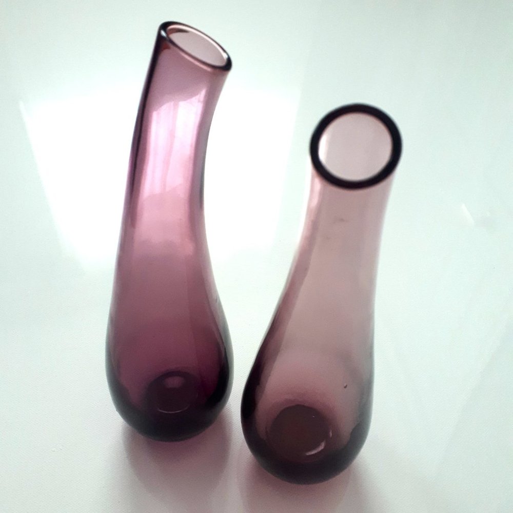 Vintage IKEA Plum Coloured Glass Vases Set of 2